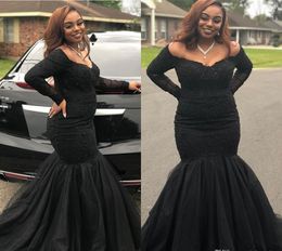 African Black Girls Prom Dress Mermaid Long Sleeves Formal Pageant Holidays Wear Graduation Evening Party Gown Custom Made Plus Size