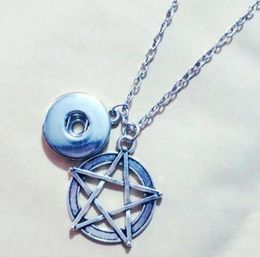 Pentagram Necklace Pentacle Pendant Necklace Wicca Pagan Witch Snap Button Handmade Chains Necklaces Punk Gothic Jewelry 536