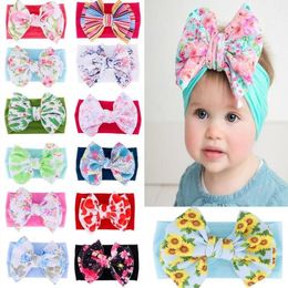 Girls Headbands Baby Printed Bow Elastic Hairbands Soft Bohemian Bow Hair Band Girl Cactus Flamingo Flower Print Headband Accessories C1524