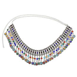 US Warehouse Turkey Sexy with Colourful Rhinestone Waist Chain Coin Pendant Belly Beach Dance Accessories Waist Chain Body Jewellery