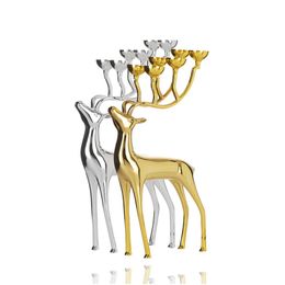 Sliver Gold Elk Candleholder Deer Tea Light Holder Matching Ball Candle Wedding Gift Home Decor Chirstmas Decoration DEC220