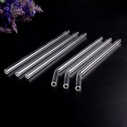 3pcs Straight +3pcs Bent Glass Drinking Straws Set with Cleaning Brush and Box Package Glass Straw for Juices