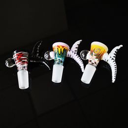 Newest Colourful Heady Glass Bowl With Handle 14mm Male Joint Glass Bubbler Carb Caps Smoking Accessories DHL Free Shipping