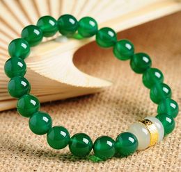 Gold inlaid jade road pass bracelet Hetian jade transfer bead bracelet Gold inlaid jade road pass bracelet