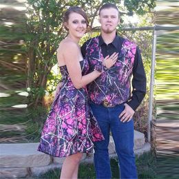 Strapless Muddy Girl Camo A-Line Wedding Dresses Outside Camouflage Bridal Gowns Formal Short Vestidos De Marriage Country Hunting