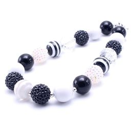 Newest Black White Kid Chunky Necklace Birthday Party Gift For Toddlers Girls Beaded Bubblegum Baby Kids Chunky Necklace Jewellery