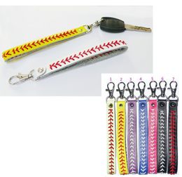 7 designs baseball softball sports key ring Pu leather Keychains Unisex man women fashion key chains
