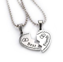 2 pcs Heart Puzzle Good FRIEND Pendant Necklace for Women Lovers Jewellery Silver Alloy Promise Wedding Necklaces nice gifts