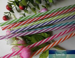 Wholesale-Hot Sale Reusable Biodegradable Distored Colour Beverage plastic Striped drinking Straws(100pcs/lot)