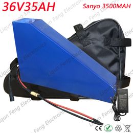 Free Customs Duty Triangle Battery 36V 35AH Bicycle Battery 36 Volt 35AH Lithium Battery for SANYO 3500MAH cell with 30A BMS 42V 5A Charger