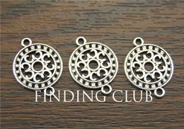 200 pcs Silver Colour Round Filigree Pattern Connector DIY Metal Bracelet Necklace Jewellery Findings A1134