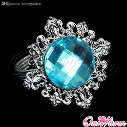 Wholesale-100pcs/lot Aqua Blue Diamond Napkin Ring Serviette Holder Wedding Party Banquet Table Dinner Decor Favor Colors