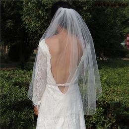 New High Quality Fashion Designer Luxury Beaded Edge White Ivory Black Champagne Fingertip Length Two Layer Wedding Veil Alloy comb