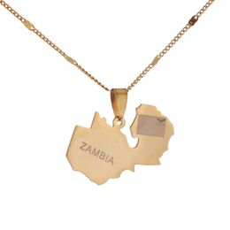 Stainless Steel Zambia Map Necklace Jewellery Map of Zambians Pendant Jewellery Country Maps