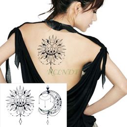 Autocollant De Tatouage Temporaire étanche Sexy Lune Soleil Faux Tatouage Flash Tatouage Tatouage Autocollants Sur Le Cou Jambe Hanche Pour Fille