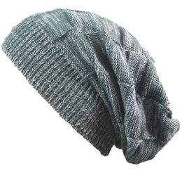 fashion men women loose baggy hat winter warm knit sports caps stripe grid skull cap winter ski hip hop beanie cap