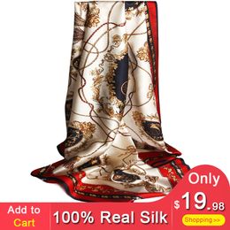 100% Pure Silk Scarf 90*90cm Women 2018 Silk Shawls and Wraps for Ladies Headscarves Bandana Natural Square Scarves