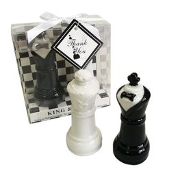 wedding Party Day Favors Gifts Ceramic King and Queen Chess salt and pepper shaker for festive supplies wholesale