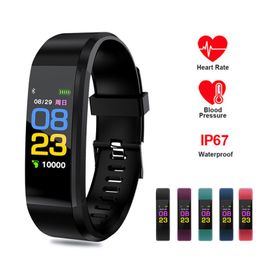 115 Plus Bluetooth Smart Watch Heart Rate Monitor Smart Wristwatch Fitness Tracker Waterproof Sports Smart Bracelet For Android IOS iPhone