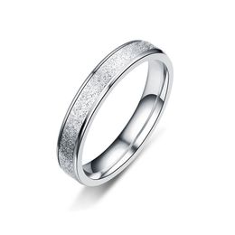 Stainless Steel Frosted Ring Engagement Wedding band Rings fashion Jewellery for women men will and sandy gift