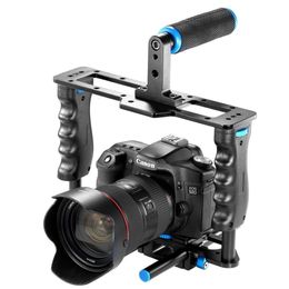 Freeshipping Aluminium Alloy Camera Video Cage Film Movie Making Kit:Video Cage+Handle Grip+Rod for Canon5D/700D/650D/Nikon/Sony DSLR