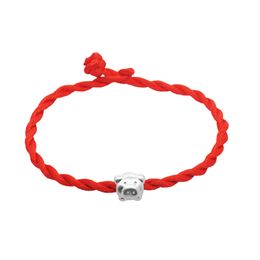 Hand-woven benmingnian red rope 925 silver pig bracelet female fashion DIY silver ornaments