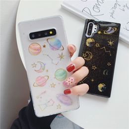 Fantasy starry sky mobile phone case for s10 cell phone case transparent note10 flash powder cool s11 soft shell female