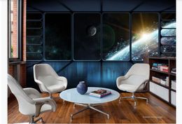 Customised wallpaper For Walls 3D Creative Universe Space Capsule Spacecraft Restaurant Mural Bar Background Painting Decor