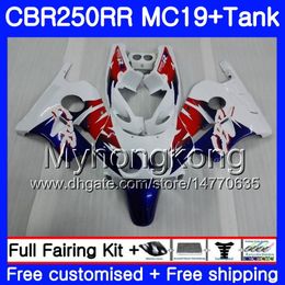 Injection Mould For HONDA CBR 250RR MC19 CBR250RR 1988 1989 Body 261HM.37 CBR 250 RR 250R CBR250 RR white factory hot 88 89 Fairing Kit +Tank