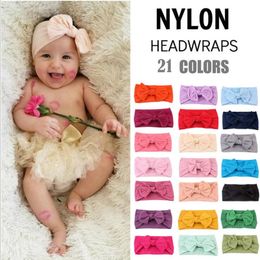 Baby Headbands Bohemia Nylon Super Soft Bowknot Headband 21 Colours For Baby Girls Infant Bow Headwraps Toddler