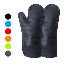 Long Professional Silicone Oven Mitt Heat Resistant Pot Holders Food Safe Flexible Oven Gloves Non-Slip Textured Grip JK2005KD