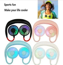 Dropshipping new sport Neckband Mini Neck Fan USB Cooling LED Neck for Camping Sport Tourism Summer Cooler fans