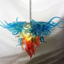 Colorful Modern Festival LED Lamps Pendant Light Fixtures Art Decor Flower Fancy Hand Blown Murano Glass Chandelier