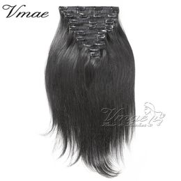 100g 120g 200g #1 #1B Natural Color Full cuticle aligned Clip Ins Brazilian Virgin Human Silky Straight Hair Extensions Unprocessed