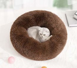 House For Cat Round Bed Soft Long Plush Best Pet Bed For Dogs Basket Products Cushion Cat Mat Animals Sofa