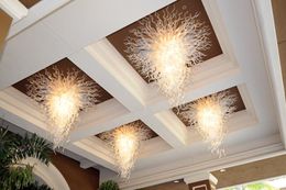 Frost White Flower Lamp Murano Chandelier LED Lights Modern Design Hotel Home Decoration Style Hand Blown Glass Ceiling Light