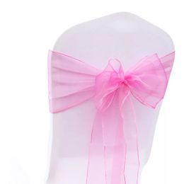 50 Pcs/lot Organza Chair Sash Bow For Cover Banquet Wedding Gallon Party Event Xmas Home Chair Decoration Sheer Organza Gauze Fabric 275x18c