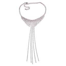 Fashionn Marca Garra Colar De Cristal Colar Mulheres Rhinestone Tassel Declaração Necklacespendants Prata Casamento Colar Chunky Jóias 2017