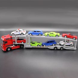 KDW Diecast Alloy Double Deck Transporter Model Toy, 41 CM, Engineering Truck, 1:50 Ornament, Xmas Kid Birthday Boy Gift,Collect, 625043,2-2