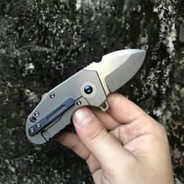 Ball bearing flipper folding knife m390 stone wash blade tc4 titanium alloy handle with original box package