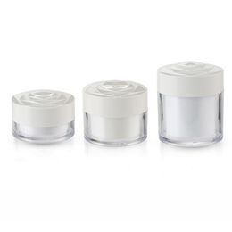 20pcs Cream Jar Cosmetics Packaging White Rose Relief Cap Plastic Empty Acrylic Double Layer Pots with Inner Lids 20g 30g 50g