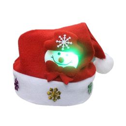 Christmas Hat for Children and Adults Non-Woven Pleuche Snowman Hat with Lights
