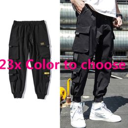 Spring Hip Hop Joggers Men Black Harem Pants Multi-pocket Ribbons Man Sweatpants Streetwear Casual Mens Pant M-3XL Sweatpant Cotton Trouser