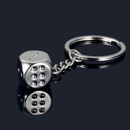 Metal Zinc Alloy Keys Ring Portable Wear Resistant Key Chains Hanging Square Dice Shape Keychain Hot Sale