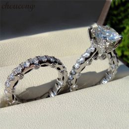 choucong Unique Vintage Ring sets 5A Zircon Cz 925 Sterling silver Engagement Wedding Band Rings for women men Fashion Jewelry