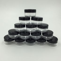 100pcs 10g Empty Plastic Jar with Black Caps Small Clear Body Cream Jars for Cosmetic Sample Pot Containers Powder Packaging