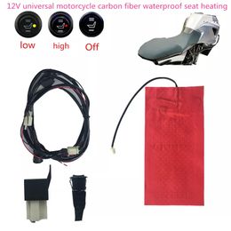 12V Universal Waterproof Carbon Fibre Seat Heater Heating Pads With Round Switch Motorcycle Scooter ATV UTV E-BIKE Electric Bike