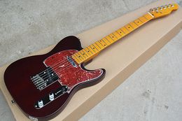 Factory Hot red wine with yellow maple electric guitar handle, red turtle pickguard, material of chrome, providing customized.