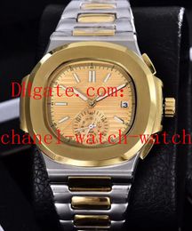 3 Colors High Quality 18k yellow Gold And Steel Nautilus 40.5mm Asia 2813 Movement Automatic Mens Watch 5980/1A-019 Transparent Back
