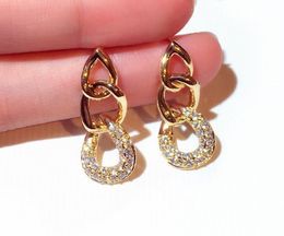 Metal braided geometric stud earrings for woman girls super sparkling diamonds crystals fashion luxury designer gold silver